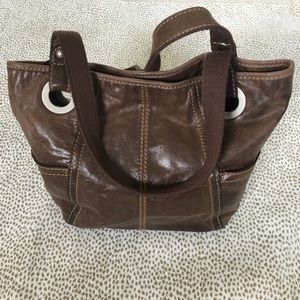 Brown FOSSIL purse, med size, double strap